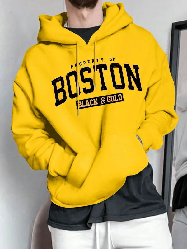 Men's hooded sweatshirt - American retro casual loose-fitting pullover shirt — image 3