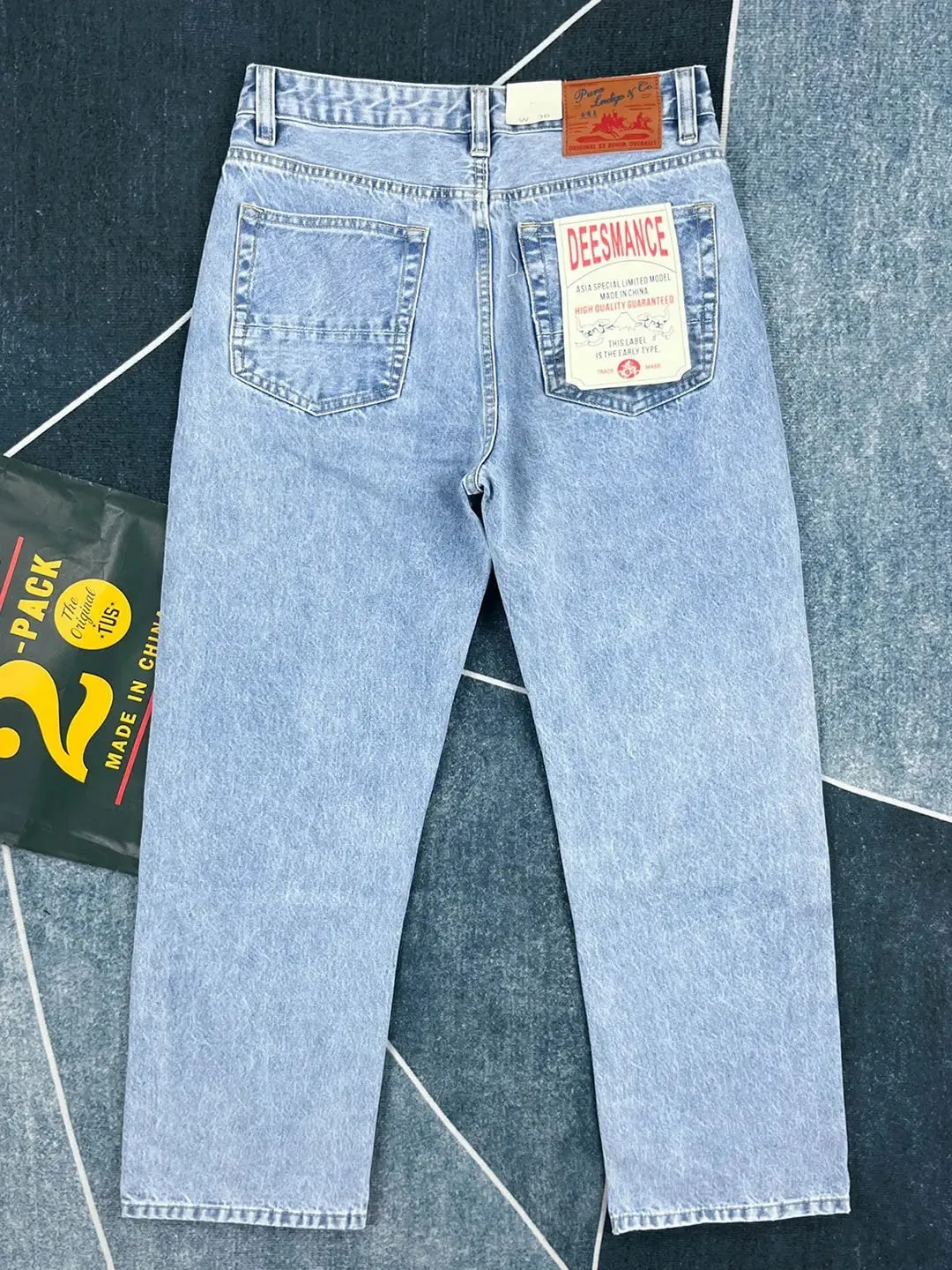 American Retro Casual Loose Straight-Leg Denim Jeans for Men 2026 Spring New 100% Cotton Washed Light Blue Workwear Pants — image 3