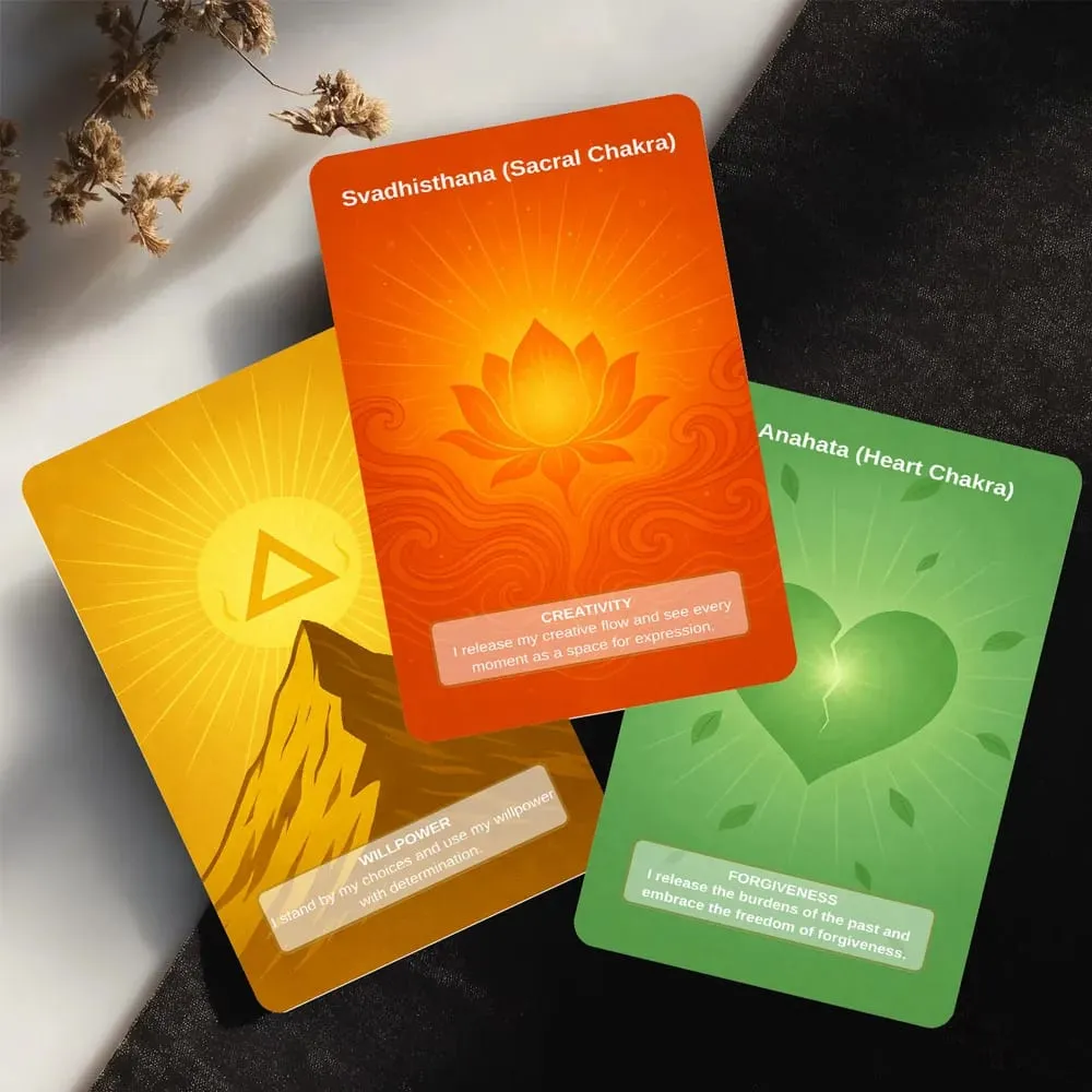 50 Card Deck Includes 1 Instructional Cards Chakra Intention Oracle Self-Connection & Energy Adjustment Practices — image 5