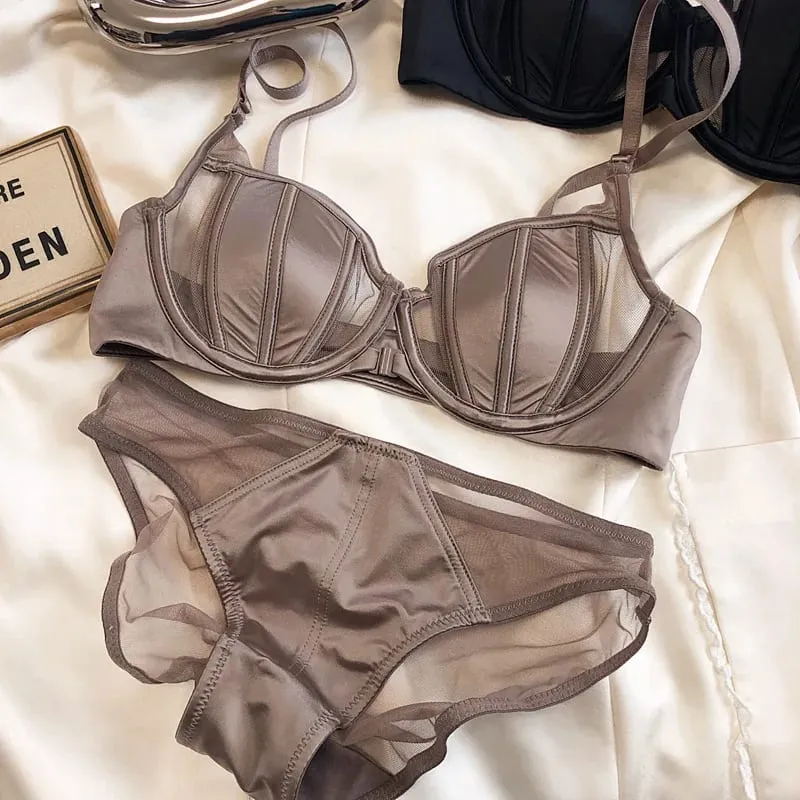 Summer Lace Thin Cup Women Underwear Front Buckle Push Up Bra Set Adjustable Strap Brassiere Beautiful Back Lingerie — image 6