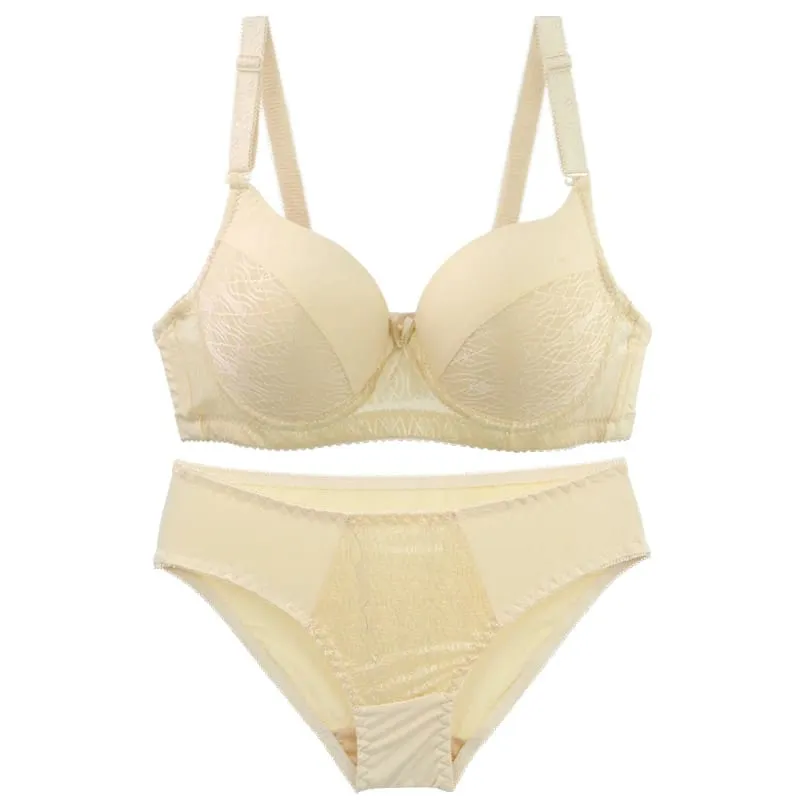 DaiNaFang Seamless Adjustable Minimizer Bra Set Breathable Push Up Side Support Sweat Proof Lingerie ABC Cup Underwear