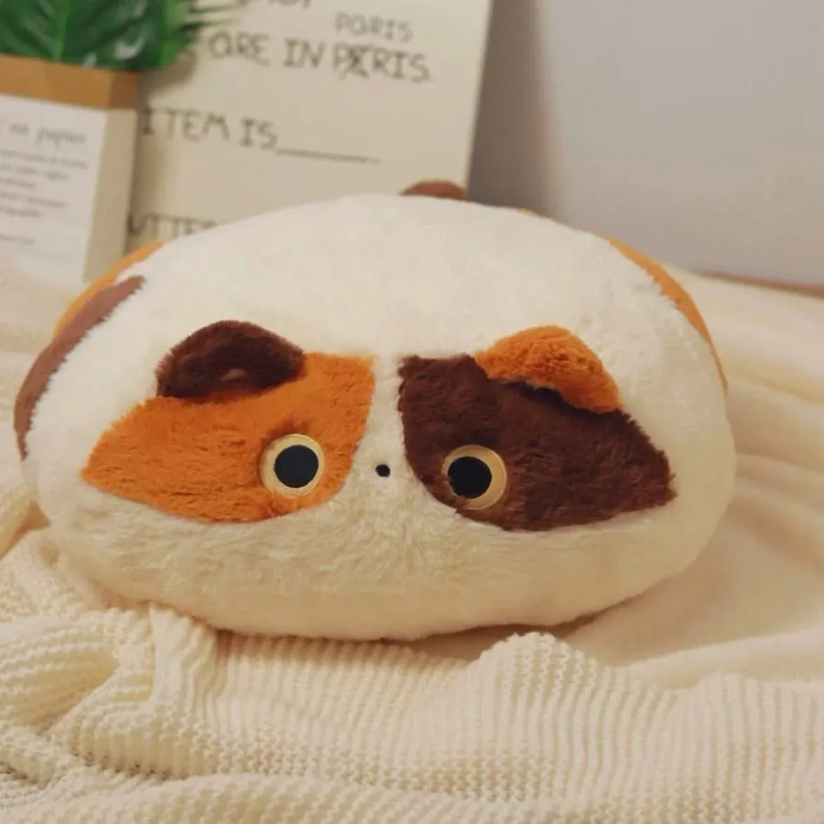 Cute Cat Plush Cushion Pillow Stuffed Plushie Soft Sofa Seat Chair Back Doll Office Dorm Bedroom Gift for Kids Girls