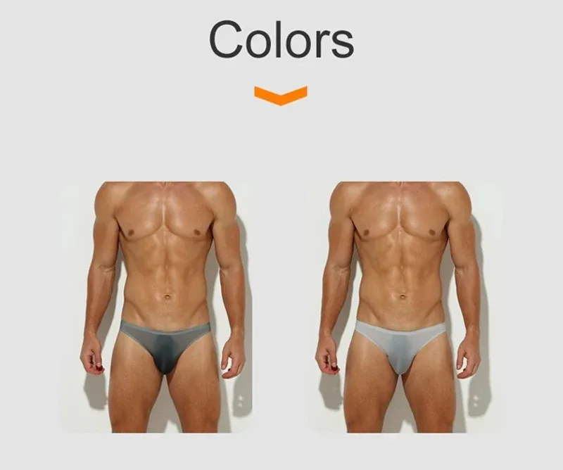 Sous-vêtements Ultra-minces sans couture en soie glacée pour hommes, slip Transparent à séchage rapide, pochette Sexy, culotte respirante sans couture — image 30