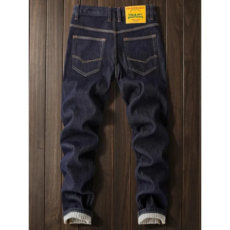 2025New Japanese Style Color Jeans Men High-End Trendy Retro Washed Casual Slim Straight Spring and Autumn Pants — image 1