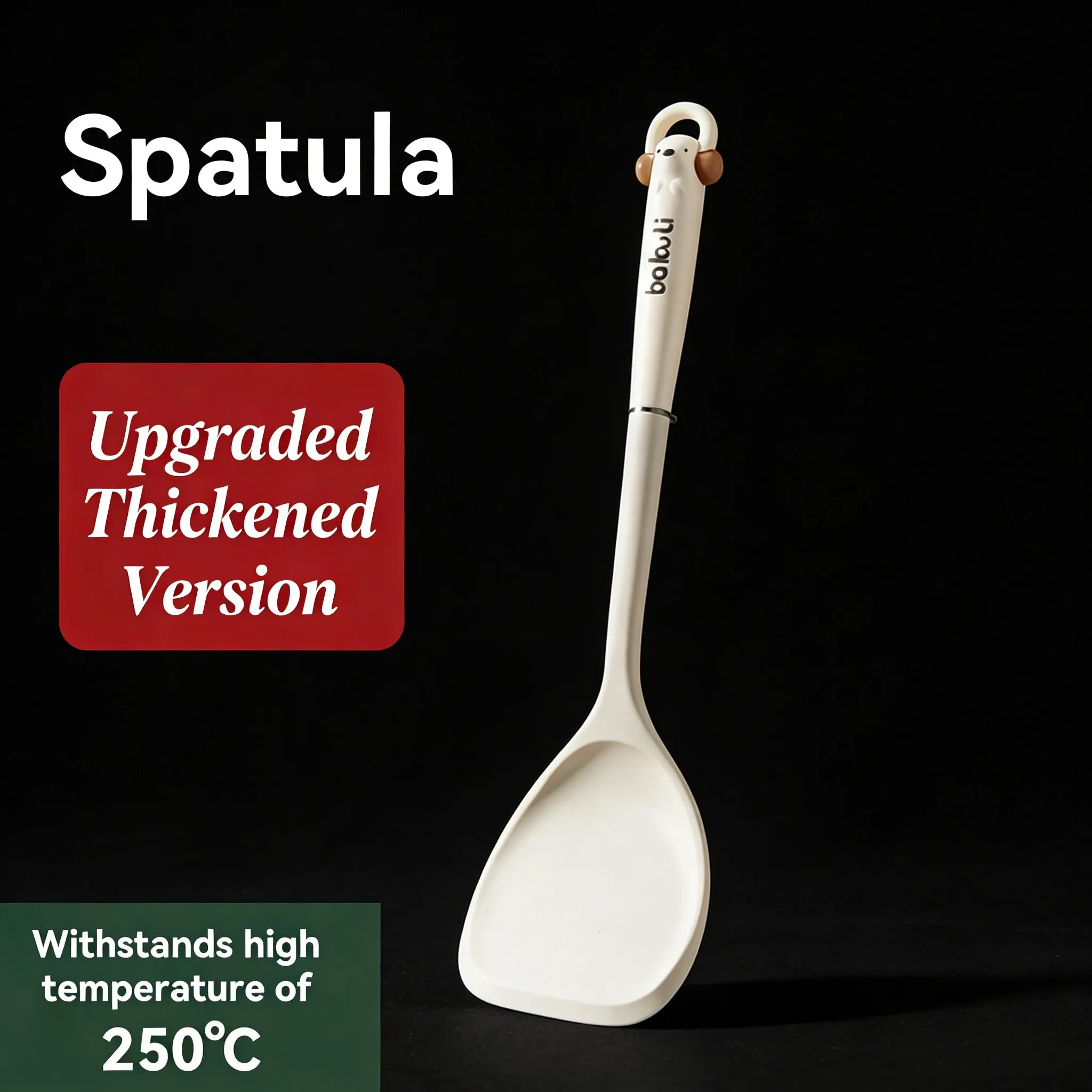 New Improved Kitchen Cooking Utensil 3-Piece Set - Silicone Spatula Rice & Soup Spoon Heat Resistant Non-Stick Cooking Tools