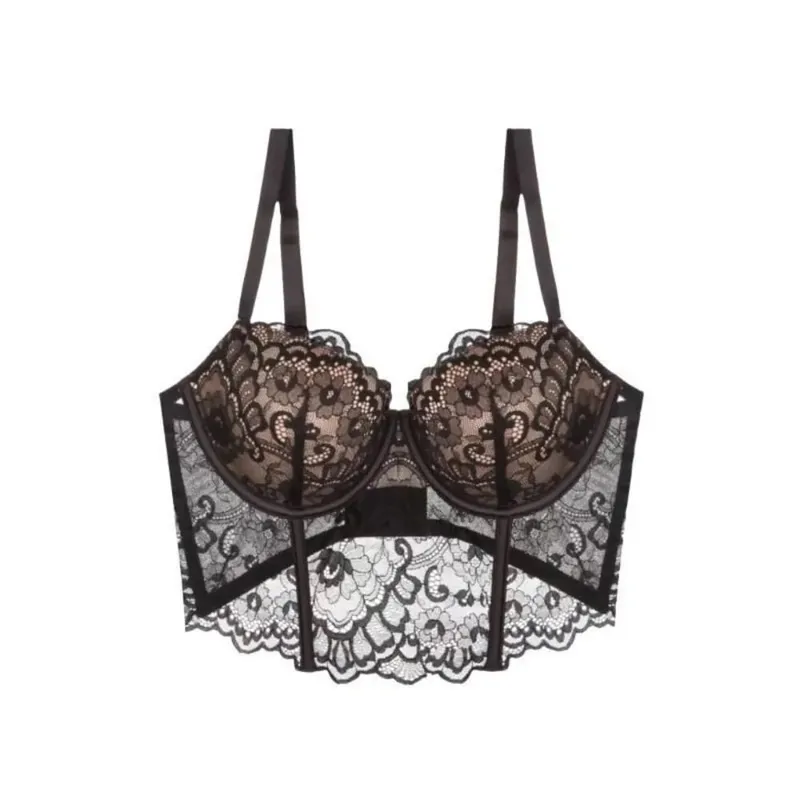 Sexy Women French Lace Fishbone Bra Soft Underwire 3/4 Cup Push Up Anti Sag Side Breast Shaper Comfort Daily Lingerie — image 6