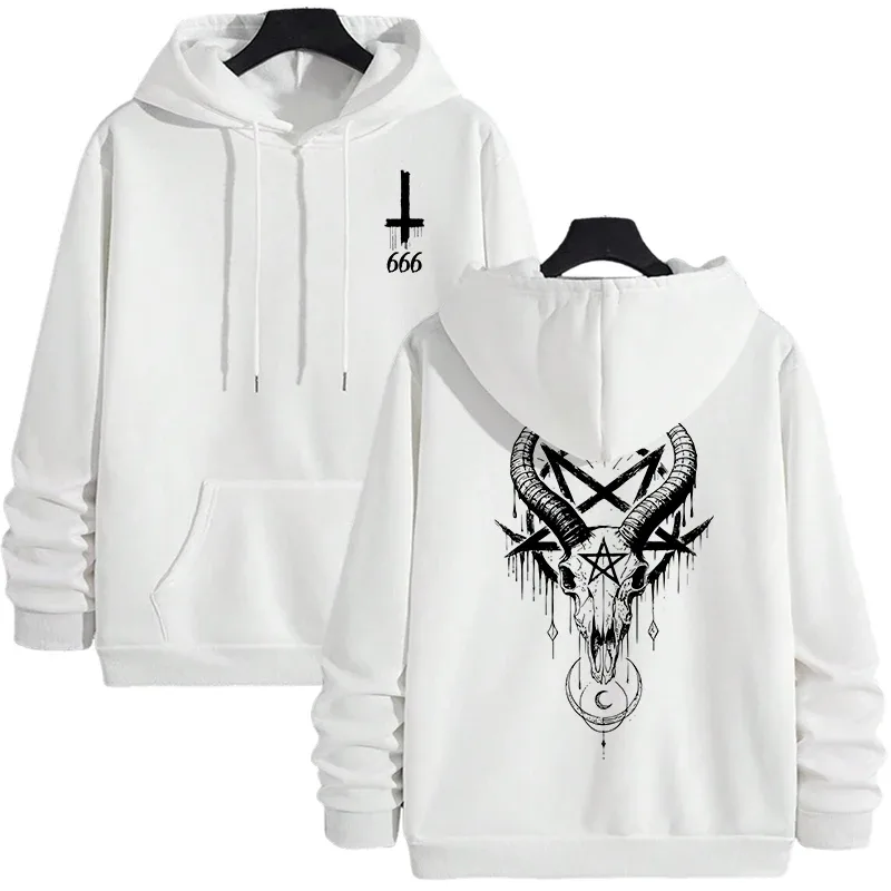 Autumn Winter Male Top Casual Pullover 666 & Inverted Cross Men's Gothic Hoodies Demonic Horror Face Print Sweatshirt Streetwear — image 5