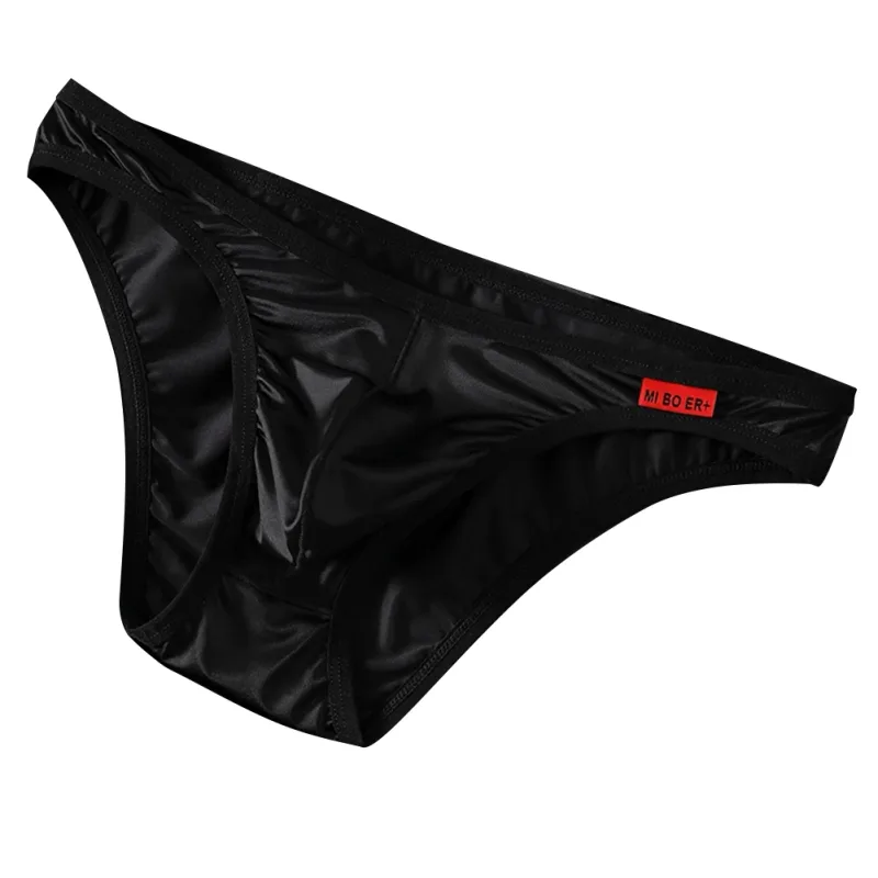 Men Low Waist Satinlike Ice Silk Stretch Brief Underwear Breathable Pouch Soft Fabric Underpants for Multiple Seasons — image 4