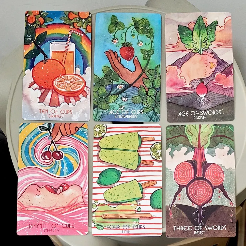 The Magic Pantry Tarot Deck Dobbelt-præget karton Akvarel-tarotkort med madtema til hjemmekokke og foodies 12*7 cm — image 3