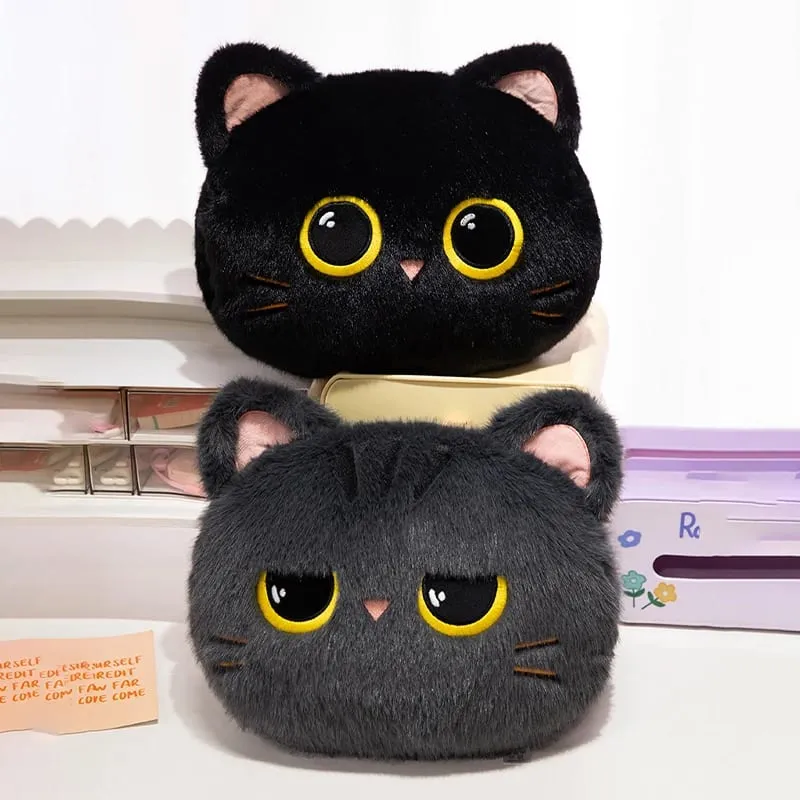 Original plush toy black cat official large doll throw pillow plush toy cute and adorable sofa cushion office throw pillow — image 2