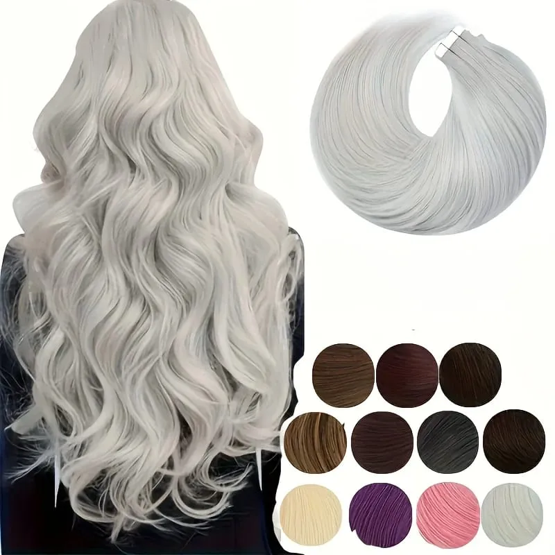 Tape In Bio Synthetic Hair Extensions 10pcs/ lot 24inches Heat Resistant Fiber Straight Seamless PU Skin Weft Tape Ins For Women — image 15