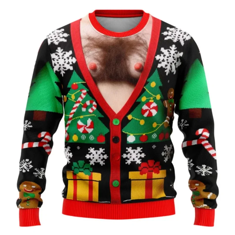 Funny Christmas Sweater Men Women Pullover Xmas Sweatshirt Ugly Graphic Y2k Sweatshirts for Holiday Party Loose Men's Clothing — image 14
