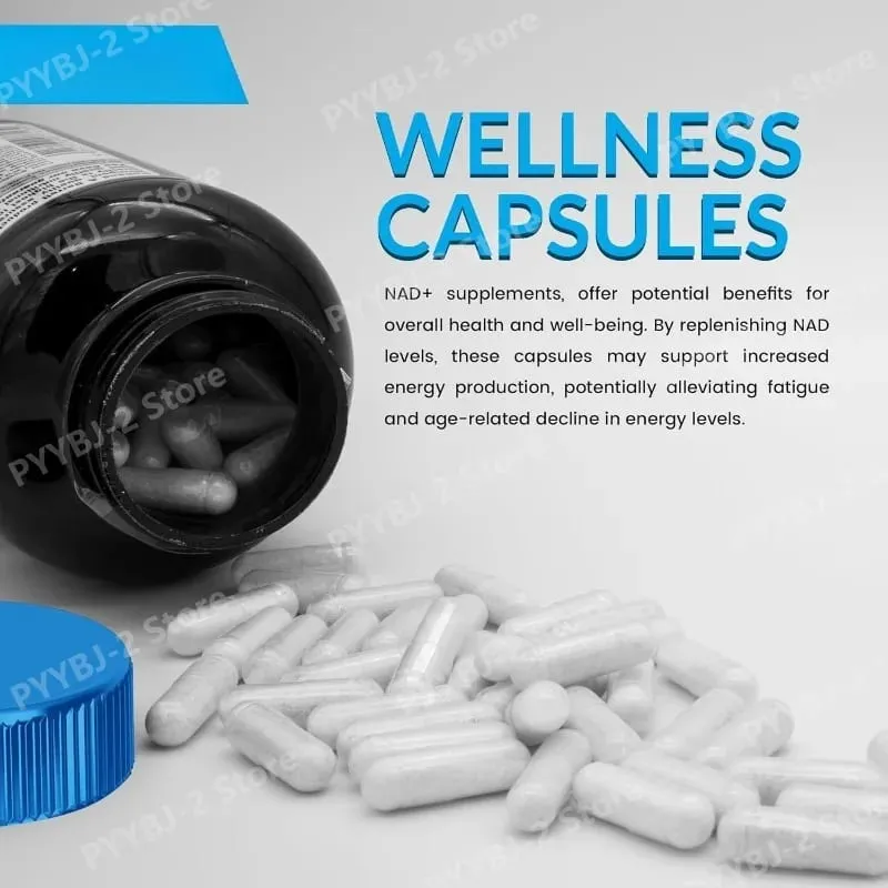NAD + แคปซูลพร้อม Resveratrol สมุนไพรต้านอนุมูลอิสระอาหารเสริมสนับสนุน Cellular Health Energy & Anti Aging สำหรับผู้หญิงผู้ชาย 90 ชิ้น