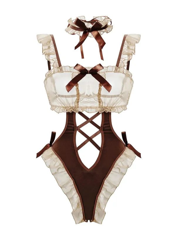 Sexy Lace-Up Backless Bodysuit for Women - Backless Date-Night Slit Bra Set Critical Hit Jumpsuit