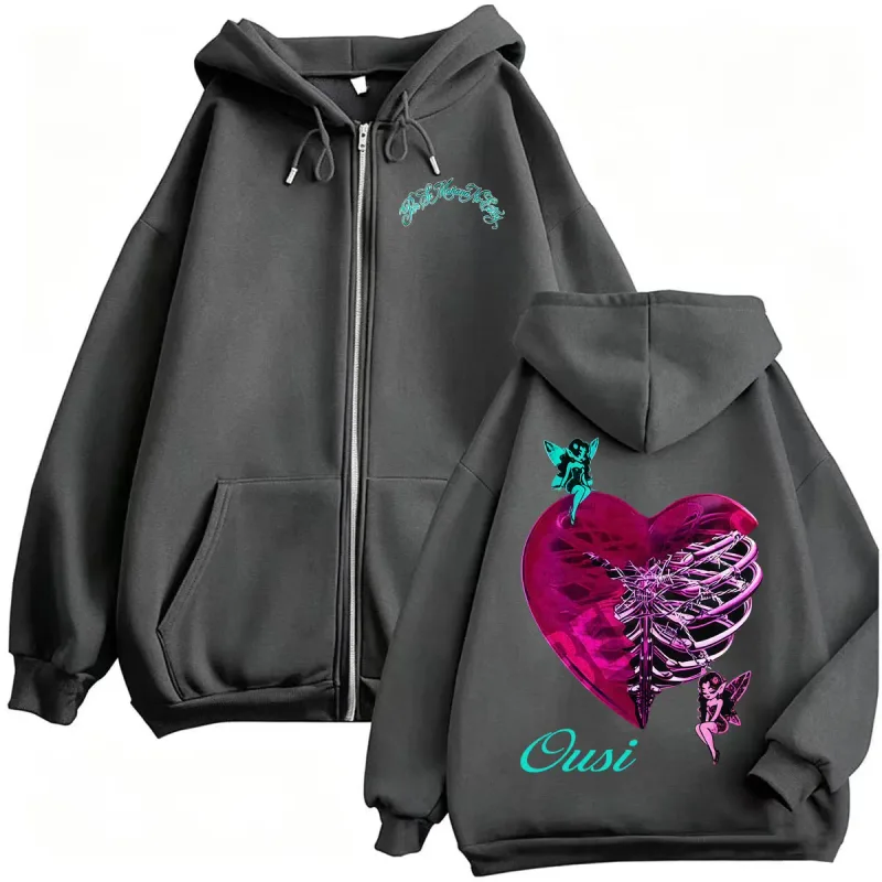 Omar Courtz Por Si Manana No Estoy Tour Zip Up Hoodies Men's Harajuku Aesthetic Sweatshirt Jacket Fleece Casual Zipper Pullovers — image 6