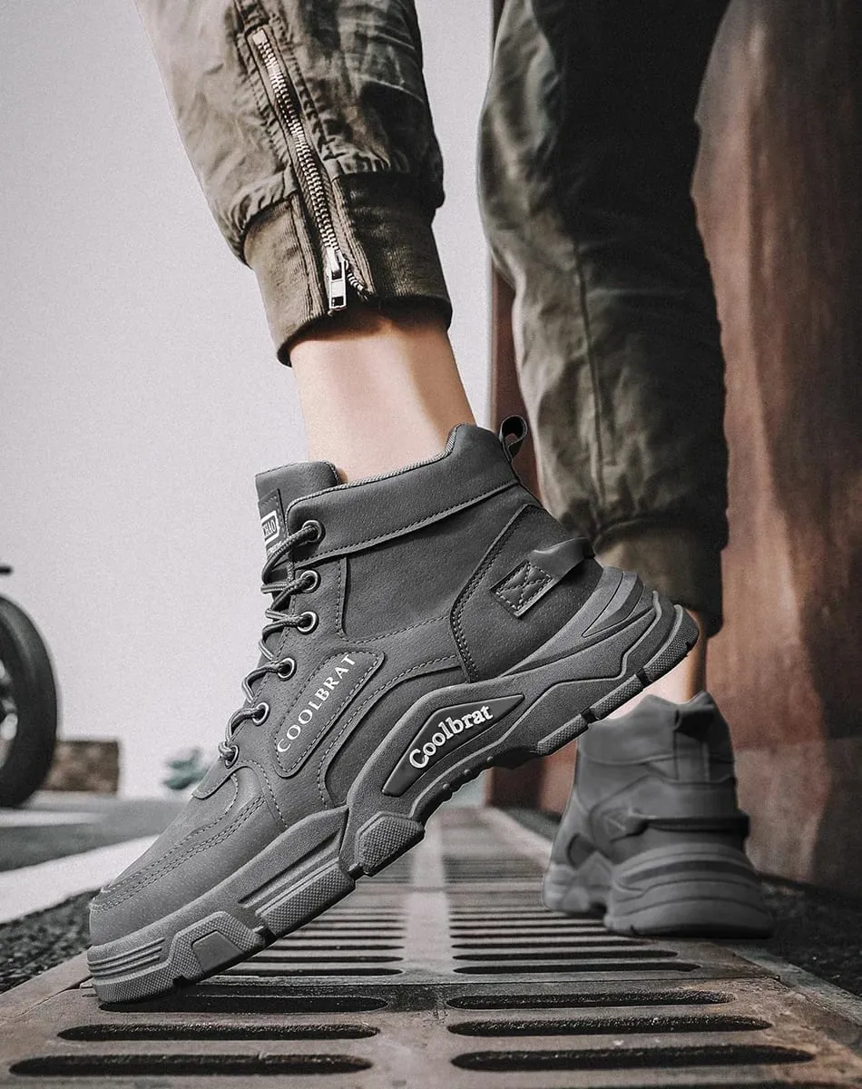 Men‘s Casual Sneakers High Quality Comfortable High Top Ankle Boots Chelsea Fashion Cowboy Work Shoes Trendy Versatiled Hombres — image 9