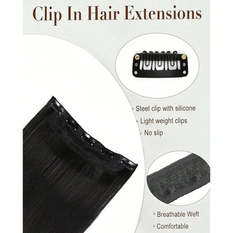 Long Straight 5 Clips Hair Extension 32 Inch Clip In Extensions Hairpieces For Women Synthetic Natural Straight Clip Hair Piece — image 5