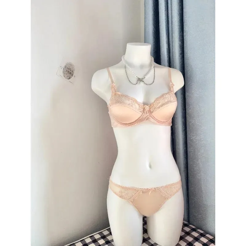 Popular Red Lace Minimizer Bra Set Ladies Half Cup Ultra Thin Big Bust Soft Support Bridal Party Honeymoon Night Out 32-38 Suit — image 3