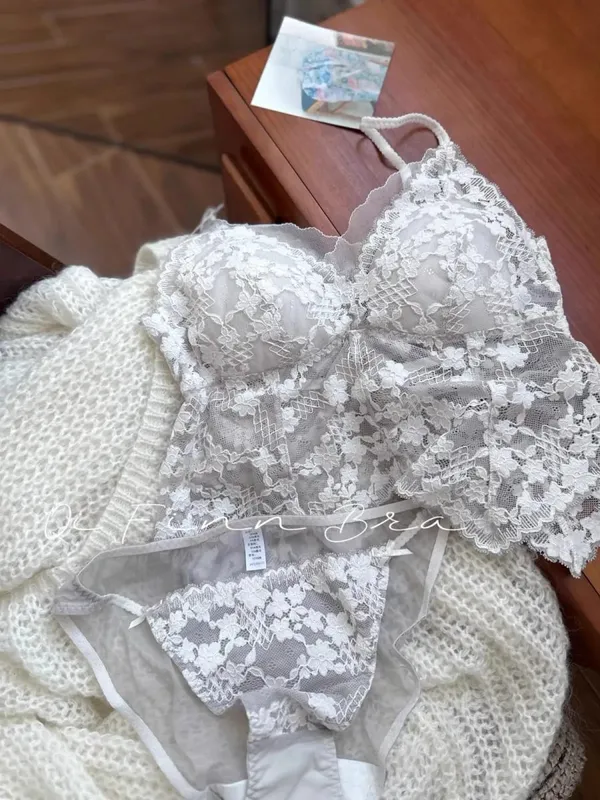 Sexy French Lace Halter Bra for Summer Wireless Crinkle Free Bralette for Small Bust Beautiful Back Lingerie Set S-XL MOYISU BC — image 9
