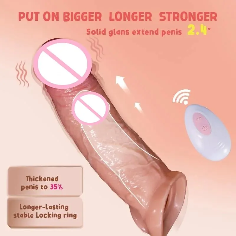Penis Sleeve Cock Vibrator Realistic Penis Extender Vibrating Cock Ring 10Mode Remote Control Soft Silicone Penis for Men Couple — image 2