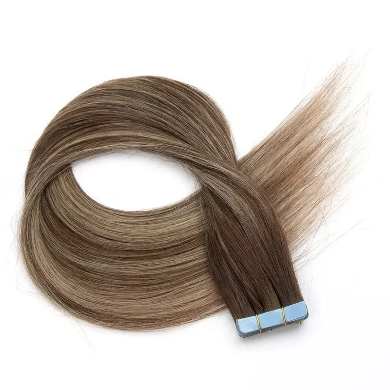 Real Human Hair Tape in Extensions 16'' 20'' Natural Straight High Light Seamless Tape Hair On Double Sided Tape 20pcs 30g/pack — image 16
