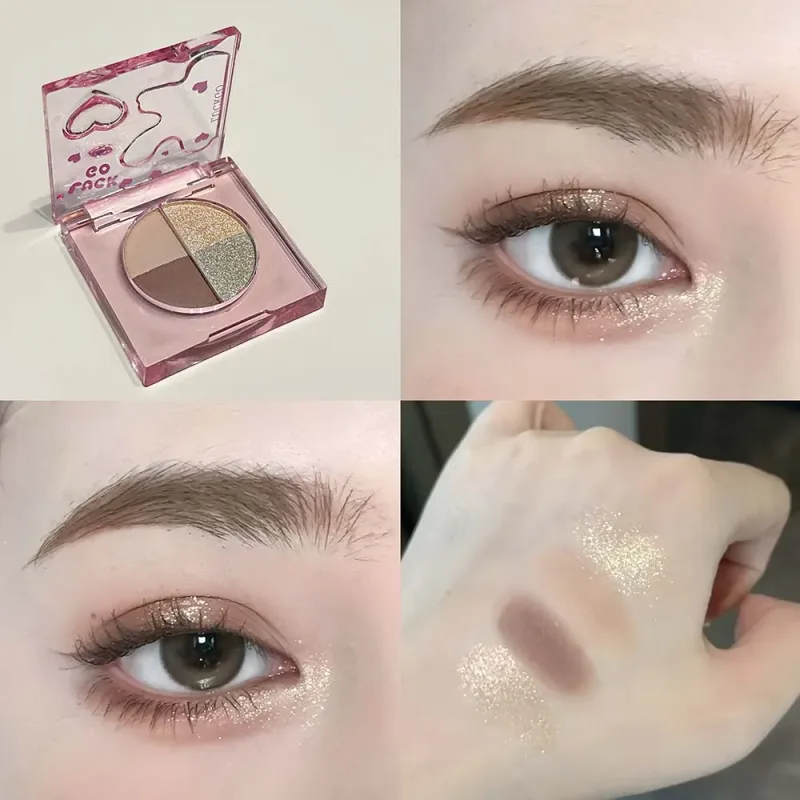 Four-color Diamond Glitter Eyeshadow Palette Mini Pink Orange Matte Shimmer Eye Shadow Eye Pigments Highlighter Makeup Cosmetics