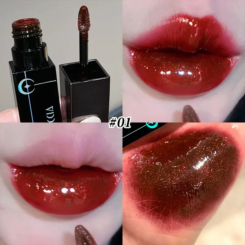 8 สี Glitter Watery Lip GLOSS Diamond Pearlescent METALLIC ลิปสติก Lasting Moisturizing ไม่เหนียวเหนอะหนะแต่งหน้าปาร์ตี้ฮาโลวีน