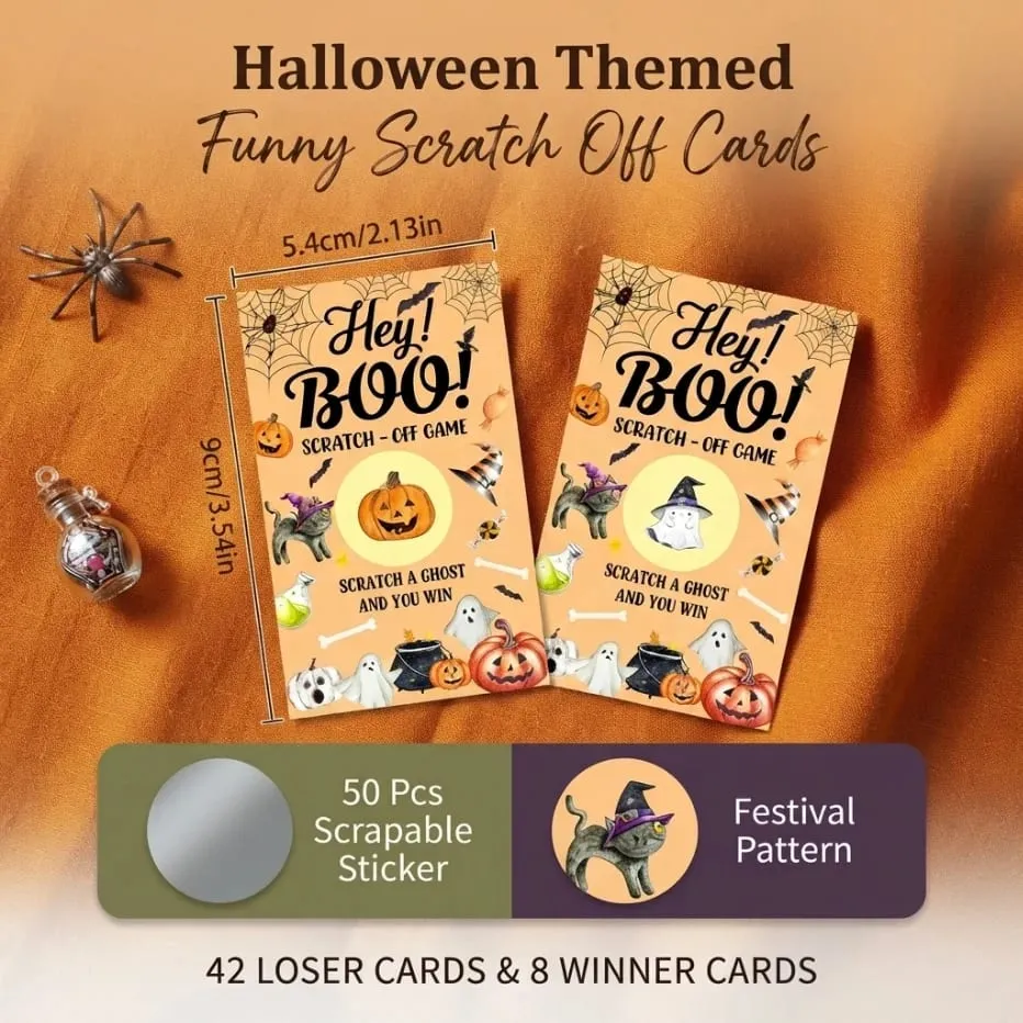 50 Halloween scratch cards Google Head Witch themed cards Halloween party games scratch to win and receive a surprise. — image 3