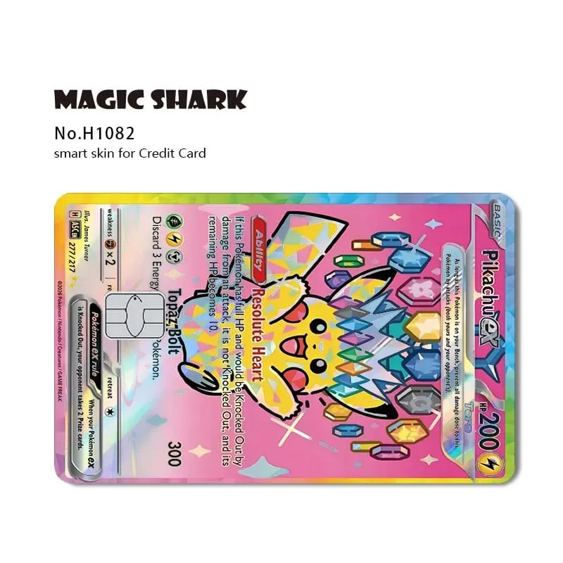 Magic Shark Mew Charizard EX Eevee Gengar Pikachu TCG Card Holographic Laser Skin Film Sticker for Bank Credit Card — image 20