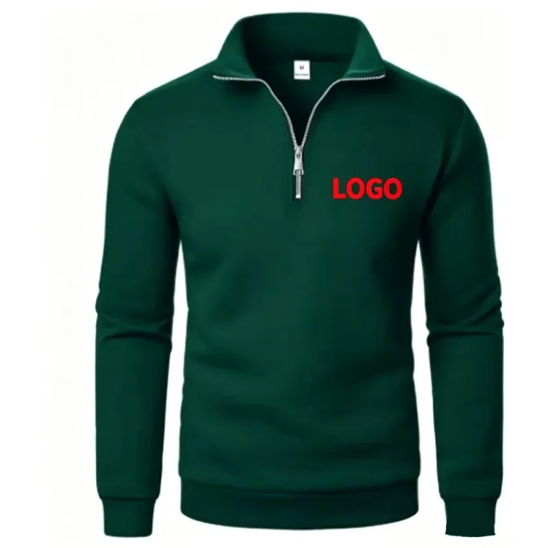 Free customization of men's spring and autumn new casual half-chain stand-up collar cardigan the trend of simple and loose over — image 3