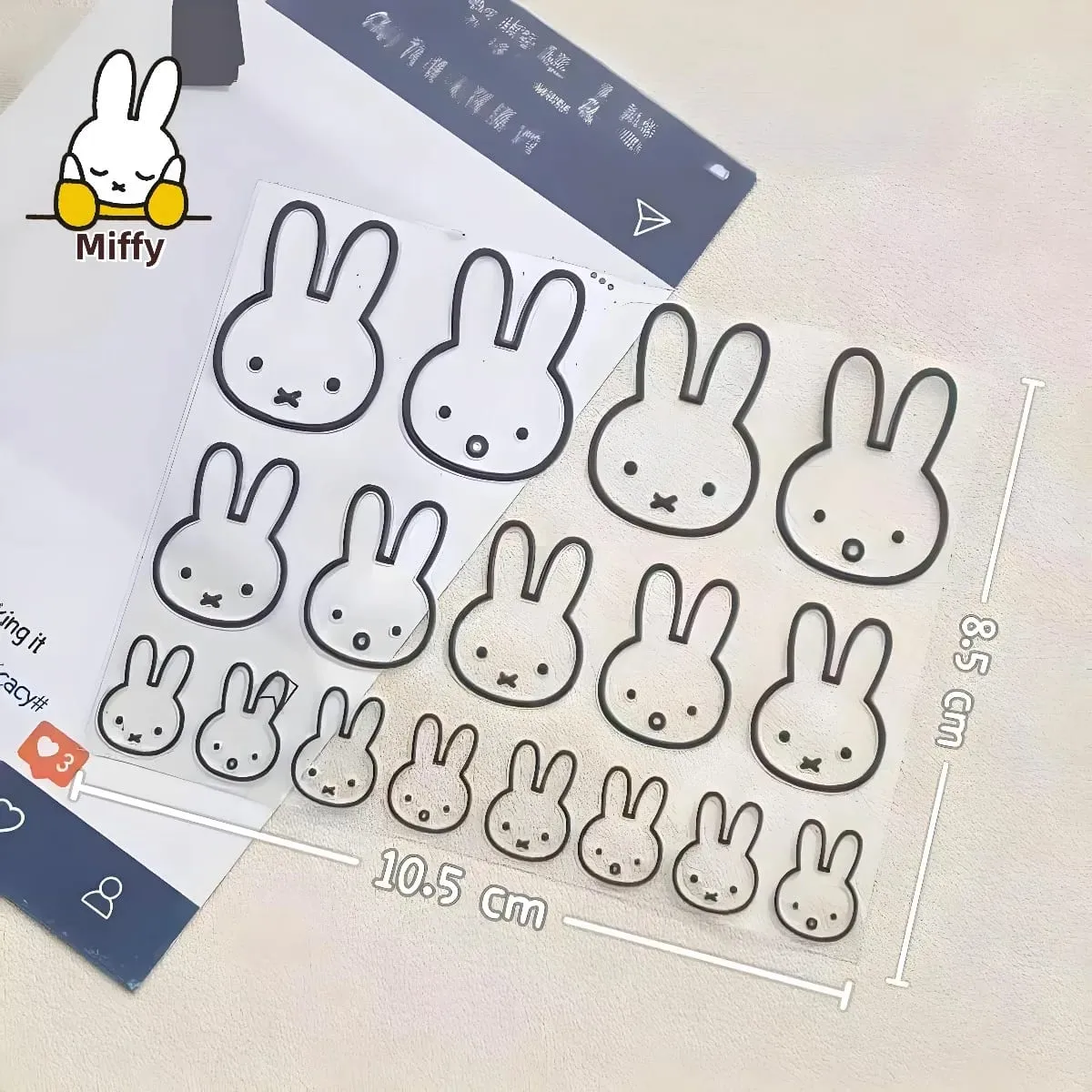 Kawaii Miffy Rabbit Transfer Stickers Cute Lines Miffy Computer Decoration Ins Mobile Phone Stickers Diy Water Cup Waterproof — image 2