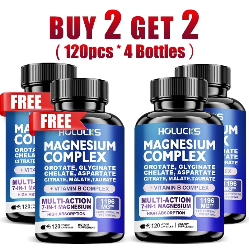 Buy 1 Get 1 Free! Magnesium Complex Supplement with Vitamin B6 & Vitamin C for Sleep Stress Relief & Muscle Strong Nerves