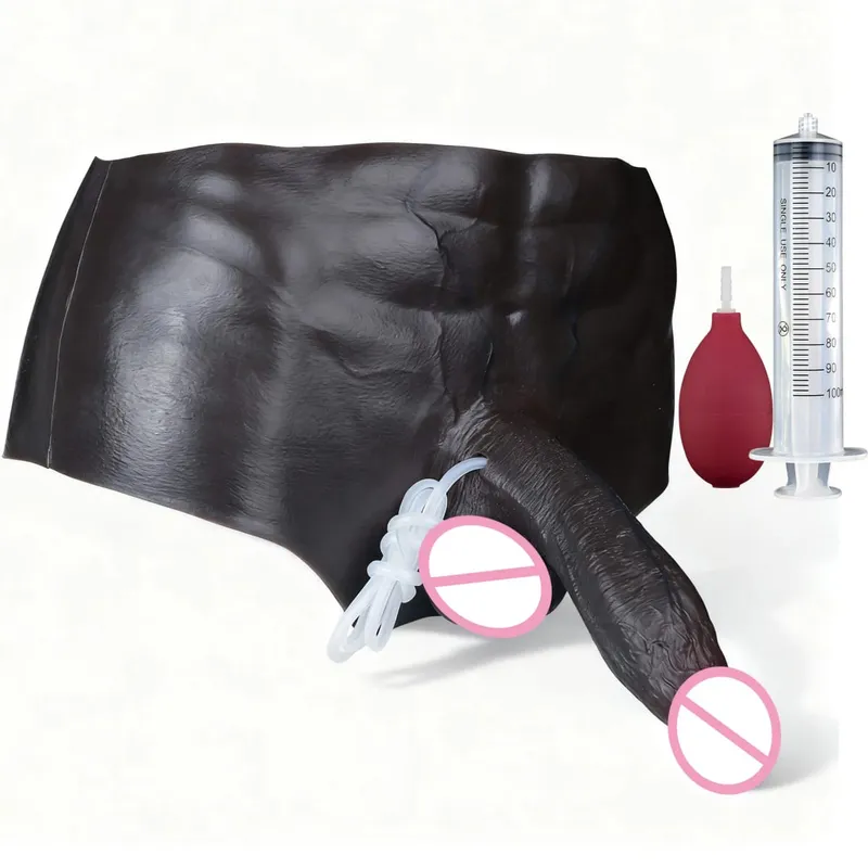 Black Nude Silicone Squirting Panties With Simulated Solid Penis Strapon Big Realistic Ejaculation Dildo Sex Toy For Women — image 30