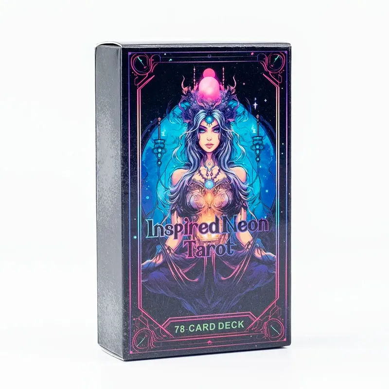 Inspired Neon Tarot Deck 78 Cards English Visions Divination Edition 10.3x6cm Board for Playing Games And Divination