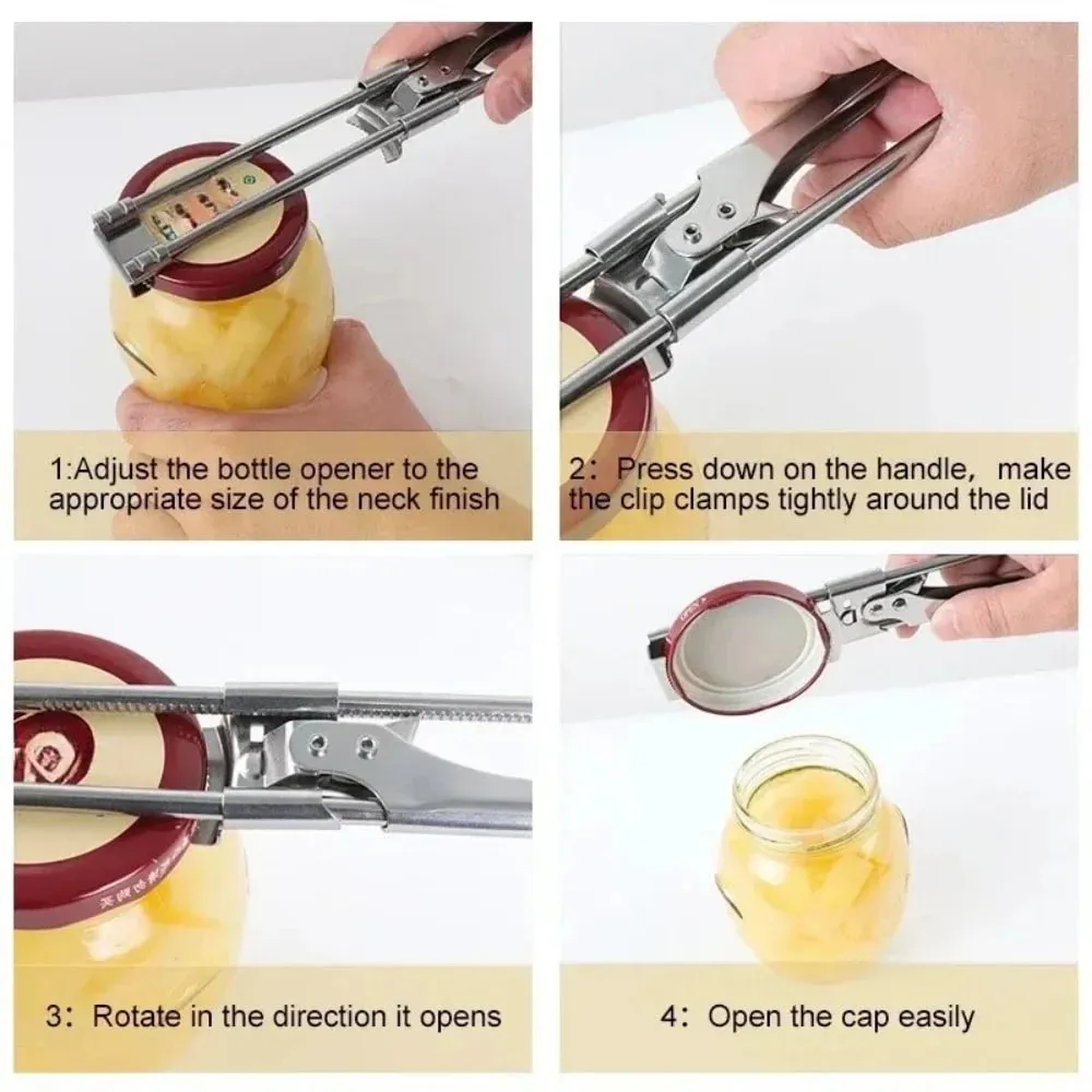 1/2Pcs Heavy Duty Stainless Steel Adjustable Multi Function Labor Saving Bottle Jar Can Opener Easy Grip Kitchen Tool Accessorie — image 10