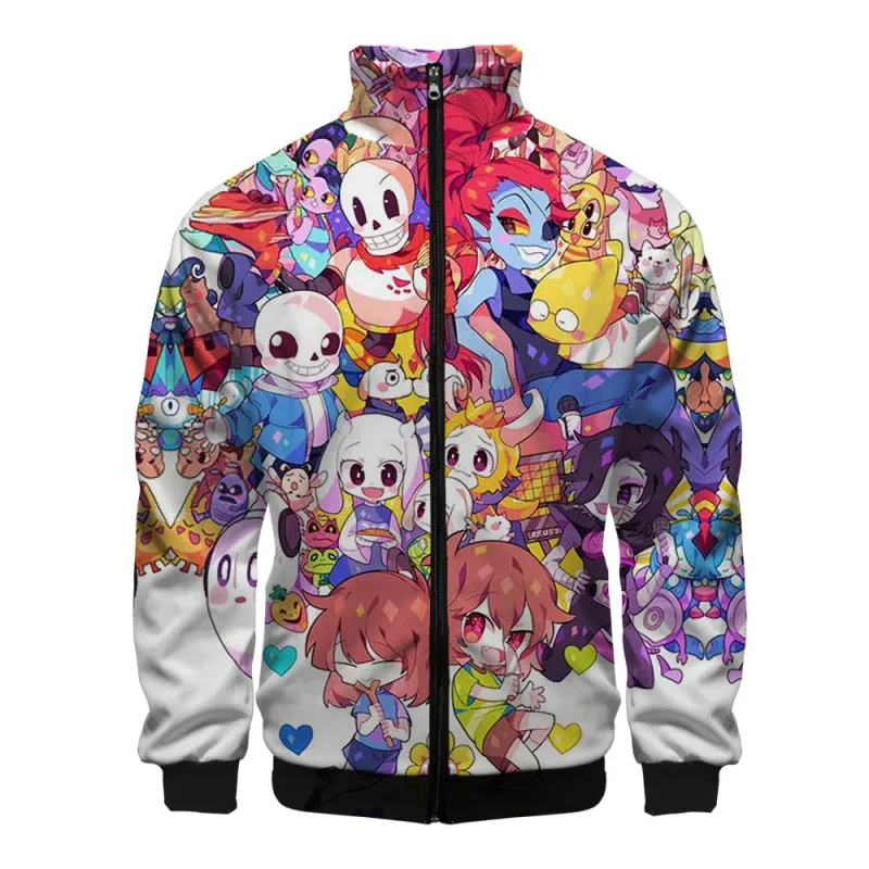 Luxury Popular Sans Undertale 3D Print Zipper Raglan Jacket Windbreaker Boys/Girls Comfortable Stand Collar Jackets Coats — image 2