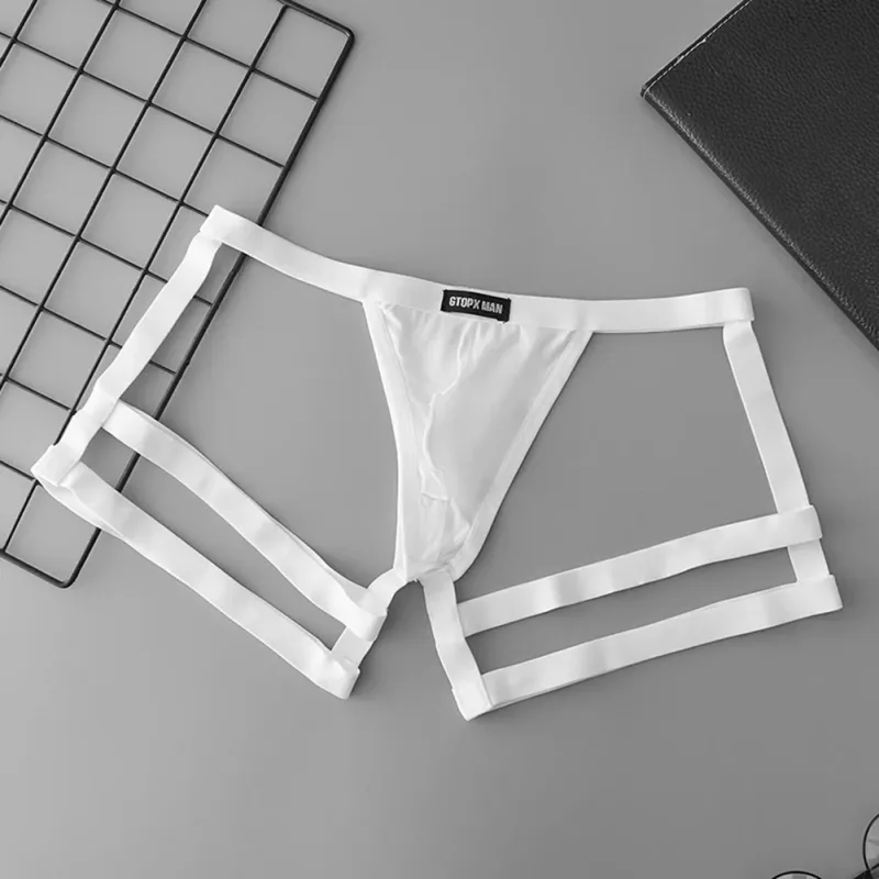 Mens breathable elastic thong briefs suspender low rise with U convex pouch design suitable for spring summer autumn winter — image 4