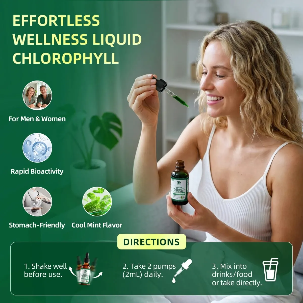 Lukaree 30ML Chlorophyll Liquid Drops Supports Natural Cleansing & Immune Internal Deodorant Skin & Gut Health Vegan Sugar-Free — image 6