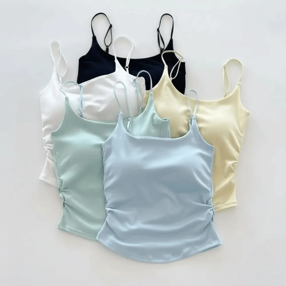 Simple Sleeveless Suspender Vest Slim With Padded Cups Camisole Underwear Short Vest Sports Activities — image 2