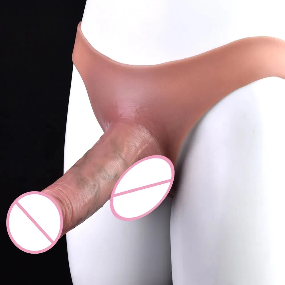 Strap-On Penis Sleeve Realistic Hollow Dildo Pants Silicone Male Dick Extender Lifelike Sex Toys For Men Adult Sexshop — image 5