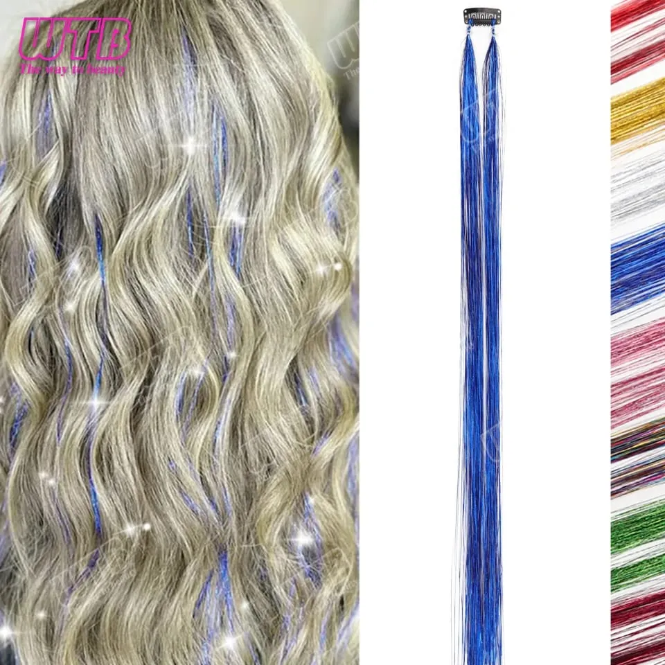 Multi-Color Glitter Synthetic Hair Extension Wig BB Clip Style Suitable for Women and Girls to Wear During Holidays and Events