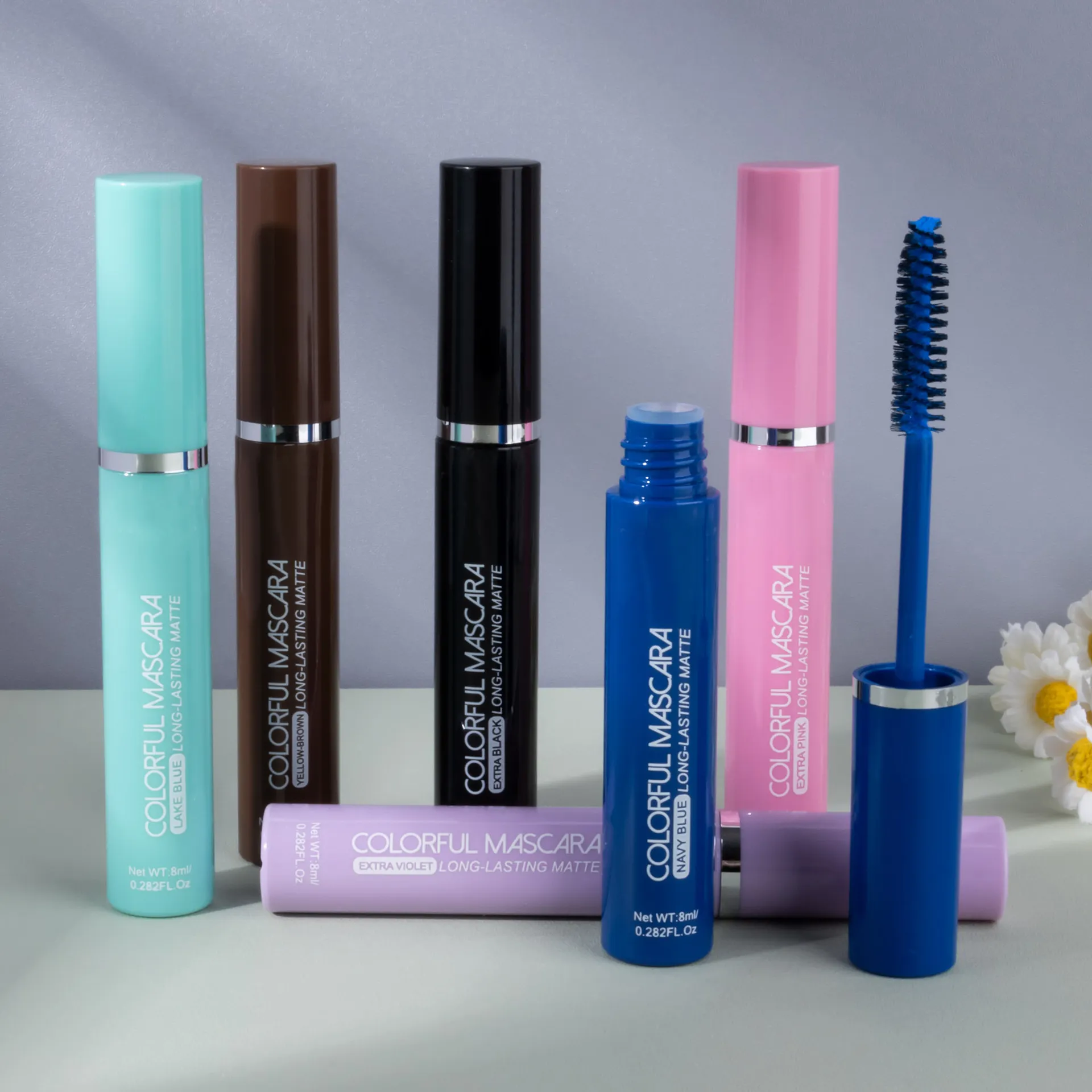 Ciglia mascara colorate Blu Rosa Verde Mascara impermeabile colorato Affascinante mascara arricciacapelli a lunga durata Trucco natalizio per occhi — image 6