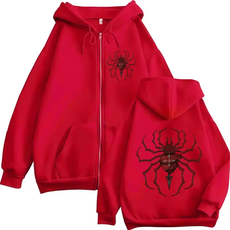 Anime Hunter X Hunter Phantom Troupe Spider Logo Mikiny na zip Pánské mikiny s kapucí na zip Dlouhé rukávy Pulovry Bundy — image 4