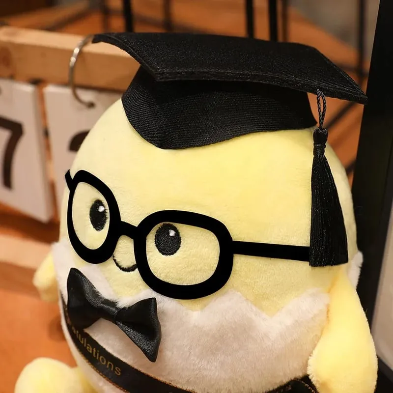 15/25cm Ribbon Humanoid Egg Plush Toy Graduation Bachelor Doctor Stuffed Plushie Kawaii Mascot Souvenir Classmate Gift