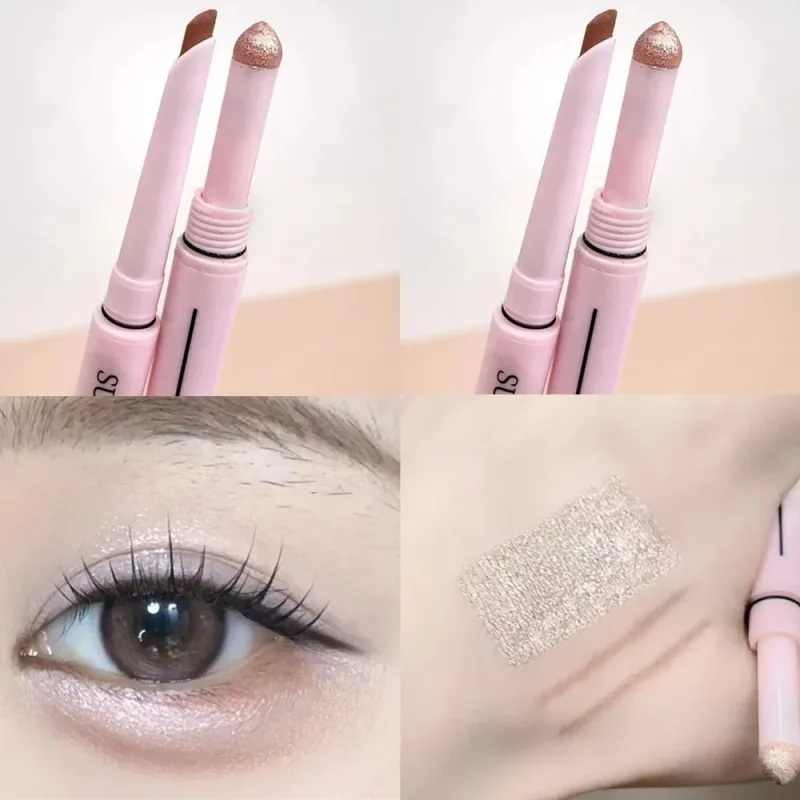 Dual End Glitter Matte Aegyosal Pen Brightening Highlight & Shadow Stick Eye Makeup Lying Silkworm Eyeliner Gel Pencil 애교살 펜