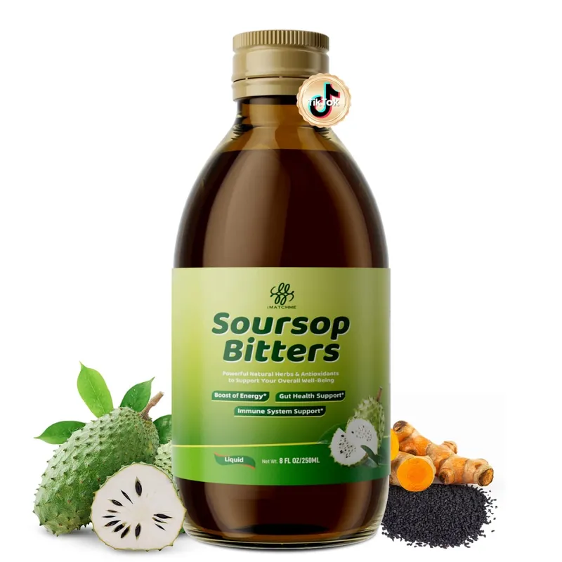 Soursop Bitters Liquid with Moringa & Turmeric for Digestive & Gut Cleanse Antioxidant Skin Health Cell Regeneration Immune