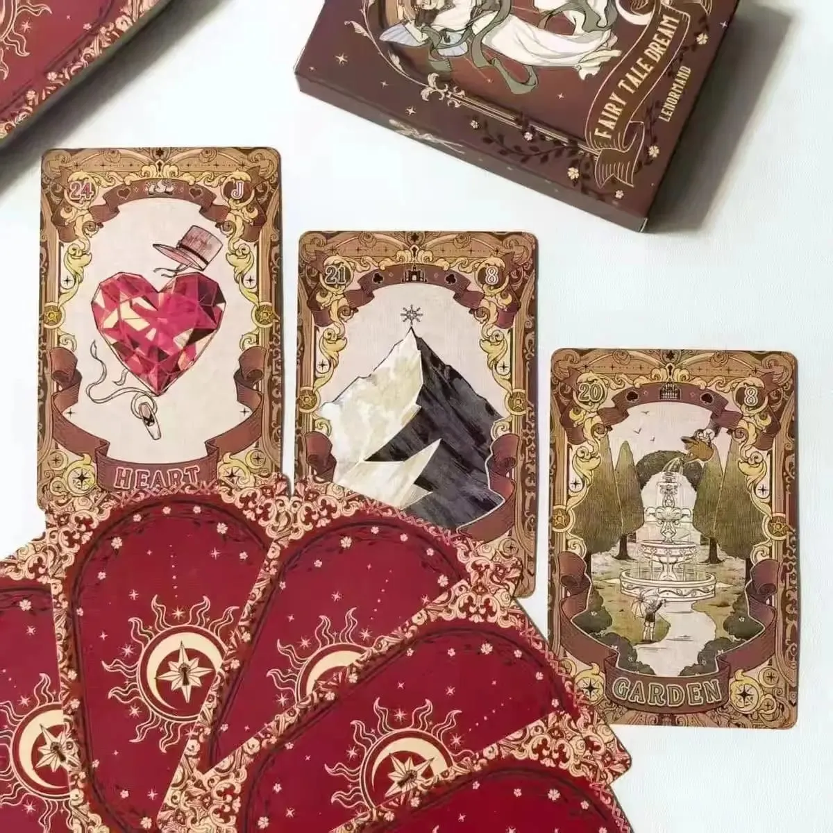 Fairy Tale Dream Lenormand Cards 44 Cards Vintage Fairy Tale Oracle Deck Divination Fortune Telling Witch Gold Border Cards — image 2