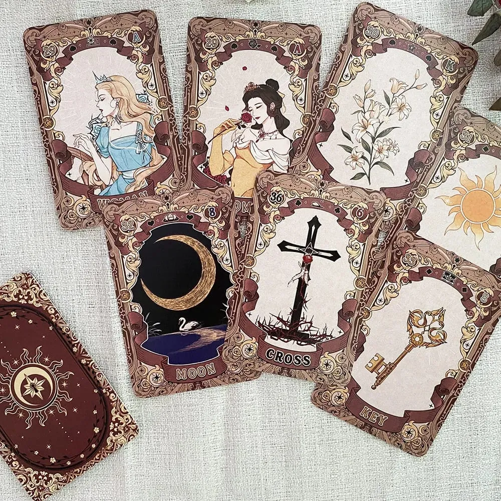 Fairy Tale Dream Lenormand Cards 44 Cards Vintage Fairy Tale Oracle Deck Divination Fortune Telling Witch Gold Border Cards — image 4