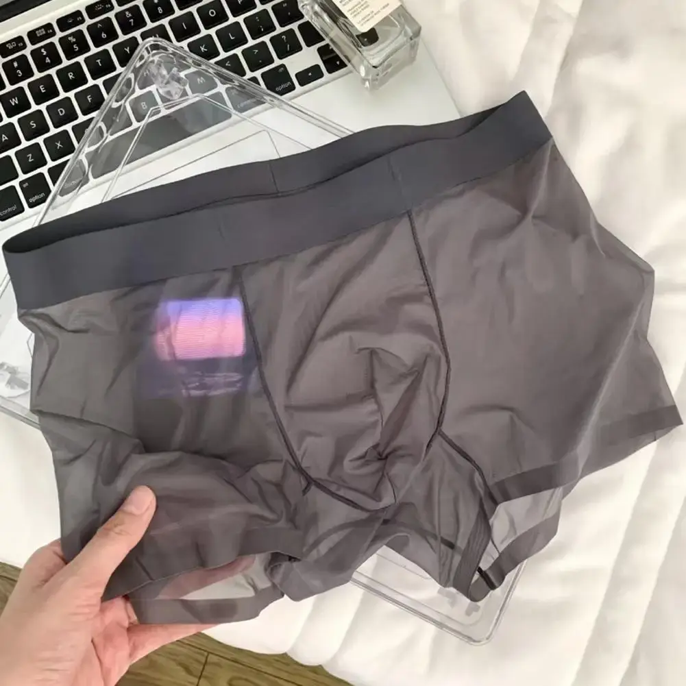 Mga Lalaking Boxer na Transparent Magaang Panloob na Kasuotang Panlalaki na Elastic sa Gitnang Baywang U-Convex Manipis na Pananaw na Shorts Briefs Walang Seamless Panty — image 9