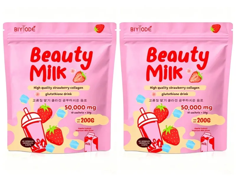 Strawberry Collagen Glutathione Drink Mix with Apple Extract for Skin Glow Support 10 Powder Sachets x 20g Net 200g — image 9